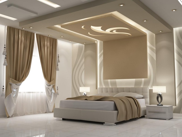 Trần thạch cao phù hợp với phòng ngủ master thường là trần thạch cao giật cấp, hiện đại,..